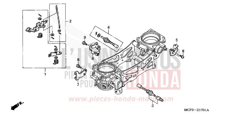CORPS DE PAPILLON (PIECES CONSTITUTIVES) (VTR1000SPY/1) von VTR1000 SP-1 ACCURATE SILVER METALLIC (NH146) von 2001